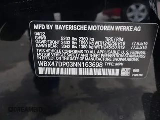 2022 BMW X3 sDrive30i with VIN WBX47DP03NN163698, listed as a IAAI auction lot 41803883 with 28,259 mi miles and . Bid and sale history available at DreamBid. Image 9.
