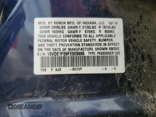 2015 Acura ILX Premium z VIN 19VDE1F59FE009686, wystawiony jako Copart lot #53257225 z przebiegiem 94 118 mil mil oraz Szkoda całkowita • Salvage title. Historia ofert i sprzedaży dostępna na DreamBid. Obrazek 13.