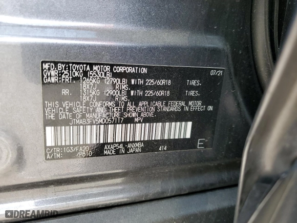 2021 Toyota RAV4 Prime SE with VIN JTMAB3FV5MD057117, listed as a Copart auction lot 76119113 with 49,197 mi miles. Bid and sale history available at carsss.com. Image 14.