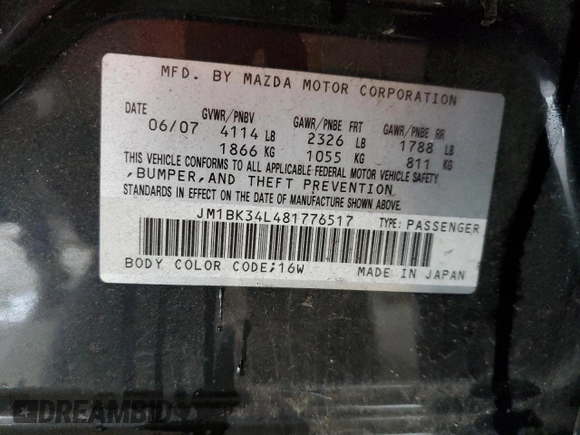 2008 Mazda 3 Mazdaspeed3 Sport with VIN JM1BK34L481776517, listed as a Copart auction lot 61673085 with 150,999 mi miles and Salvage title. Bid and sale history available at DreamBid. Image 12.