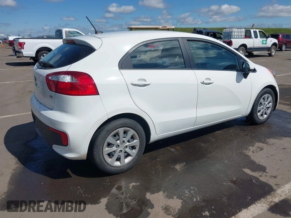 2016 Kia Rio LX with VIN KNADM5A37G6676302, listed as a IAAI auction lot 41937880 with 51,599 mi miles and . Bid and sale history available at DreamBid. Image 4.