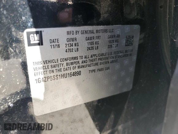 2017 Buick LaCrosse Essence with VIN 1G4ZP5SS1HU164890, listed as a Copart auction lot 47861915 with 154,731 mi miles and Salvage Title. Bid and sale history available at DreamBid. Image 14.