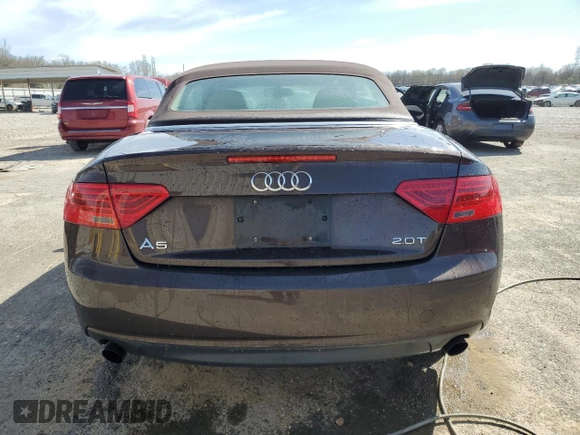 2013 Audi A5 Premium Plus with VIN WAULFAFH6DN017342, listed as a Copart auction lot 49815795 with 108,488 mi miles and Salvage Title. Bid and sale history available at carsss.com. Image 6.