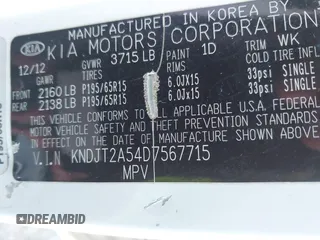 2013 Kia Soul with VIN KNDJT2A54D7567715, listed as a IAAI auction lot 41759724 with 95,922 mi miles. Bid and sale history available at carsss.com. Image 9.