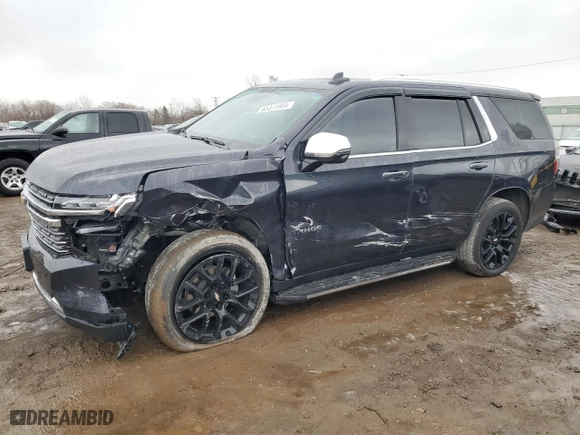 2023 Chevrolet Tahoe Premier with VIN 1GNSKSKD7PR337342, listed as a Copart auction lot 85375904 with 25,789 mi miles and Salvage Title. Bid and sale history available at carsss.com. Image 1.