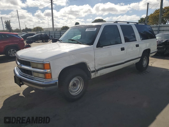 1999 Chevrolet Suburban with VIN 3GNEC16R5XG213001, listed as a Copart auction lot 43498865 with 236,306 mi miles and Salvage Title. Bid and sale history available at carsss.com. Image 1.