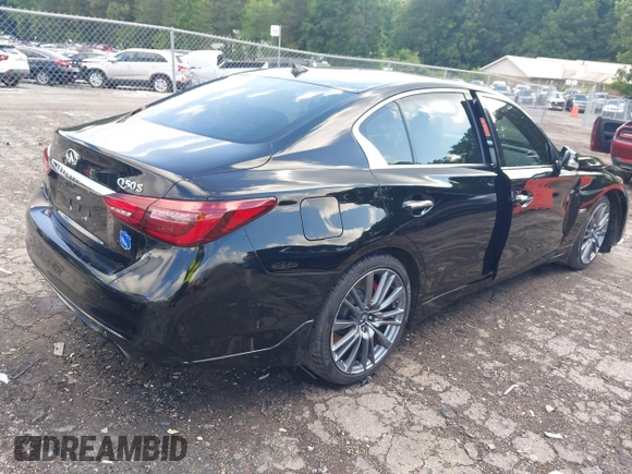 2018 Infiniti Q50 Red Sport 400 with VIN JN1FV7AP0JM461227, listed as a IAAI auction lot 42308384 with 100,694 mi miles and . Bid and sale history available at DreamBid. Image 4.