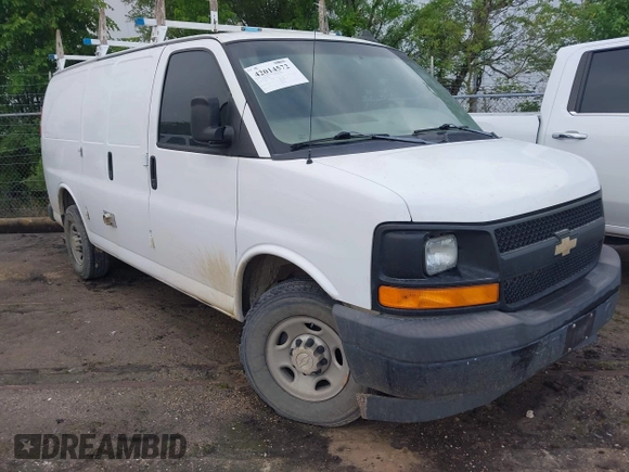 2017 Chevrolet Express Cargo Van with VIN 1GCWGAFF6H1176404, listed as a IAAI auction lot 42014572 with 104,378 mi miles. Bid and sale history available at carsss.com. Image 1.