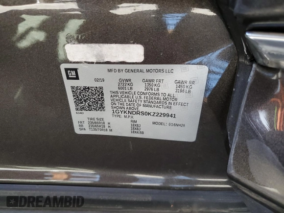 2019 Cadillac XT5 Luxury AWD with VIN 1GYKNDRS0KZ229941, listed as a Copart auction lot 49457315 with 48,856 mi miles and Salvage Title. Bid and sale history available at carsss.com. Image 15.