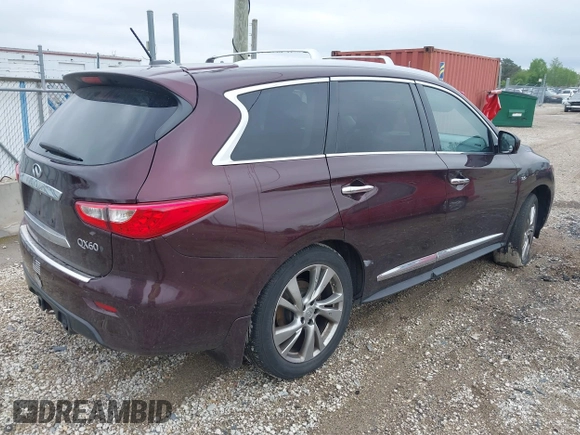 2015 Infiniti QX60 with VIN 5N1AL0MM7FC521700, listed as a IAAI auction lot 42310389 with 144,217 mi miles and . Bid and sale history available at DreamBid. Image 4.