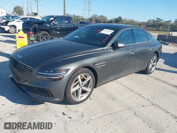 2024 Genesis G80 3.5T Sport with VIN KMTGB4SD4RU209944, listed as a IAAI auction lot 41630028 with 1,596 mi miles. Bid and sale history available at carsss.com. Image 2.