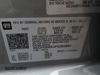 2023 Chevrolet Silverado 1500 LT with VIN 3GCPDKEK1PG262897, listed as a Copart auction lot 87996625 with 11,596 mi miles and Salvage Title. Bid and sale history available at carsss.com. Image 13.