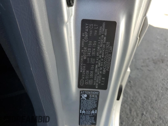 2005 Hyundai Accent GLS with VIN KMHCG35C05U331928, listed as a Copart auction lot 74672614 with 41,542 mi miles and Salvage Title. Bid and sale history available at carsss.com. Image 14.