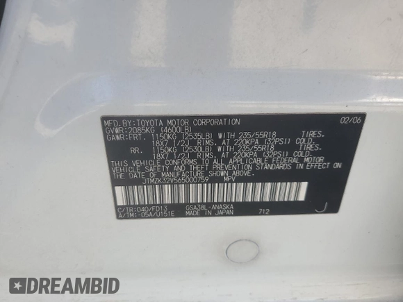 2006 Toyota RAV4 Sport with VIN JTMZK32V565000759, listed as a Copart auction lot 76496934 with 217,317 mi miles and Salvage Title. Bid and sale history available at carsss.com. Image 12.