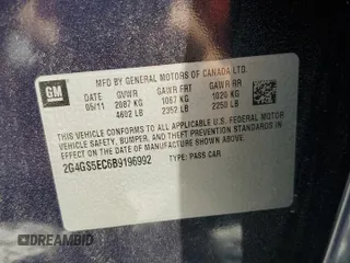 2011 Buick Regal CXL RL4 z VIN 2G4GS5EC6B9196992, wystawiony jako Copart lot #54180635 z przebiegiem 70 788 mil mil oraz Szkoda całkowita • Salvage title. Historia ofert i sprzedaży dostępna na DreamBid. Obrazek 12.