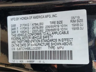 2020 Acura RDX Technology with VIN 5J8TC1H58LL002061, listed as a Copart auction lot 51176745 with 57,037 mi miles and Salvage title. Bid and sale history available at DreamBid. Image 13.
