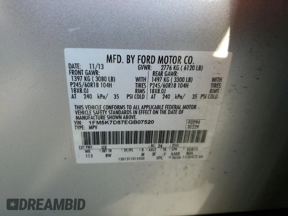 2014 Ford Explorer XLT with VIN 1FM5K7D87EGB07520, listed as a Copart auction lot 50790095 with 159,594 mi miles and Salvage Title. Bid and sale history available at carsss.com. Image 15.