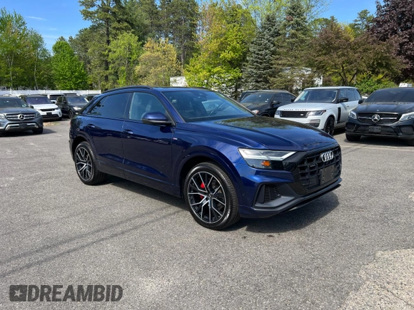 2019 Audi Q8 Premium Plus z VIN WA1EVAF10KD010837, wystawiony jako Copart lot #57176455 z przebiegiem 129 283 mil mil oraz Tytuł czysty. Historia ofert i sprzedaży dostępna na DreamBid. Obrazek 1.