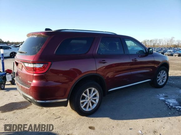 2020 Dodge Durango SXT Plus with VIN 1C4RDJAG8LC142497, listed as a Copart auction lot 88755605 with 27,609 mi miles and Clean Title. Bid and sale history available at DreamBid. Image 3.