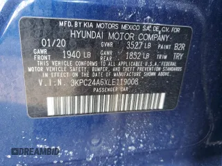 2020 Hyundai Accent SE z VIN 3KPC24A6XLE119008, wystawiony jako Copart lot #42598105 z przebiegiem 58 304 mil mil oraz Nie do naprawy • Non repairable. Historia ofert i sprzedaży dostępna na DreamBid. Obrazek 12.