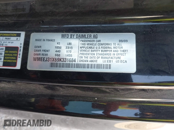 2009 Smart fortwo Pure с VIN WMEEJ31X69K331684, выставлен на аукционе IAAI как лот 41770804 с пробегом 112 611 миль миль и . История ставок и продаж доступна на DreamBid. Изображение 9.
