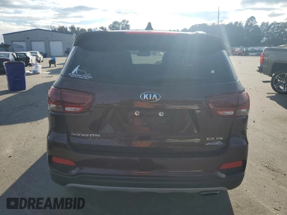 2019 Kia Sorento EX Sport V6 with VIN 5XYPH4A52KG469628, listed as a Copart auction lot 41466235 with 80,848 mi miles and Salvage Title. Bid and sale history available at carsss.com. Image 6.