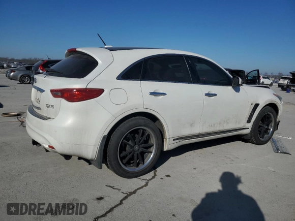 2015 Infiniti QX70 with VIN JN8CS1MU6FM381563, listed as a Copart auction lot 45113595 with 199,694 mi miles and Salvage title. Bid and sale history available at DreamBid. Image 3.