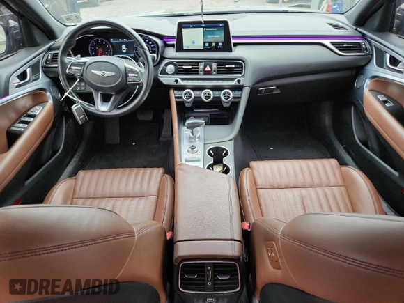 2021 Genesis G70 2.0T with VIN KMTG34LA7MU072394, listed as a Copart auction lot 62908715 with 44,104 mi miles and Salvage title. Bid and sale history available at DreamBid. Image 8.