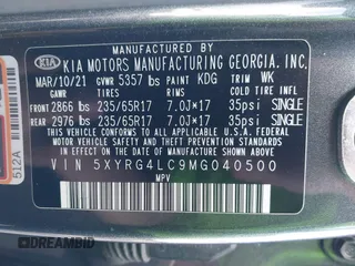 2021 Kia Sorento LX with VIN 5XYRG4LC9MG040500, listed as a IAAI auction lot 41634363 with 70,084 mi miles. Bid and sale history available at carsss.com. Image 9.