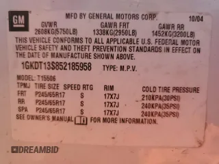 2005 GMC Envoy SLT with VIN 1GKDT13S852185958, listed as a Copart auction lot 68736194 with 225,398 mi miles and Salvage Title. Bid and sale history available at DreamBid. Image 13.