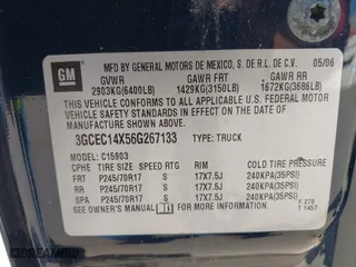 2006 Chevrolet Silverado 1500 Work Truck with VIN 3GCEC14X56G267133, listed as a IAAI auction lot 42083903 with 183,028 mi miles. Bid and sale history available at carsss.com. Image 9.