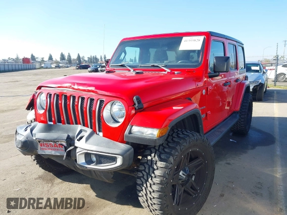 2020 Jeep Wrangler Unlimited Sahara with VIN 1C4HJXEN2LW195663, listed as a IAAI auction lot 41355828 with 81,742 mi miles. Bid and sale history available at carsss.com. Image 19.