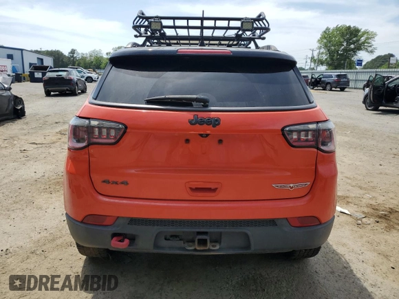2018 Jeep Compass Trailhawk with VIN 3C4NJDDB3JT424282, listed as a Copart auction lot 52870765 with 95,208 mi miles and Salvage title. Bid and sale history available at DreamBid. Image 6.