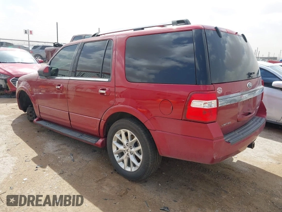 2016 Ford Expedition Limited with VIN 1FMJU1KT5GEF07362, listed as a IAAI auction lot 41647643 with 208,133 mi miles and . Bid and sale history available at DreamBid. Image 3.