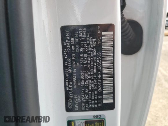 2020 Hyundai Palisade SE z VIN KM8R1DHEXLU065619, wystawiony jako Copart lot #55265735 z przebiegiem 74 015 mil mil oraz Szkoda całkowita • Salvage title. Historia ofert i sprzedaży dostępna na DreamBid. Obrazek 14.