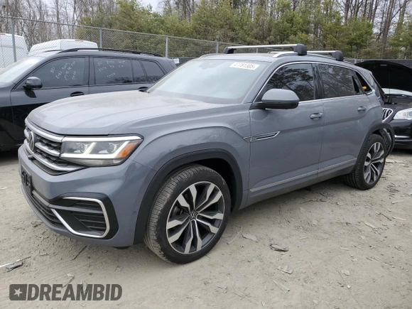 2021 Volkswagen Atlas SEL Premium R-Line with VIN 1V2FE2CA1MC222531, listed as a Copart auction lot 47781305 with 29,002 mi miles and Salvage title. Bid and sale history available at DreamBid. Image 1.