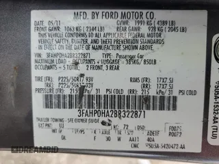 2011 Ford Fusion SE with VIN 3FAHP0HA2BR322871, listed as a Copart auction lot 46828735 with 188,839 mi miles and Non Repairable. Bid and sale history available at DreamBid. Image 14.