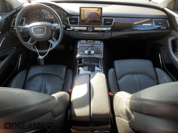 2012 Audi A8 with VIN WAURVAFD8CN004536, listed as a Copart auction lot 45173125 with 143,000 mi miles and Salvage title. Bid and sale history available at DreamBid. Image 8.