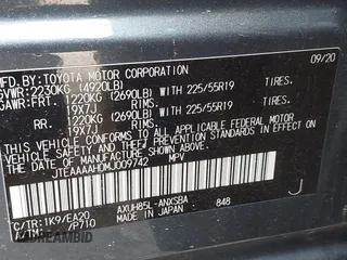 2021 Toyota Venza LE with VIN JTEAAAAH0MJ009742, listed as a IAAI auction lot 41990928 with 74,645 mi miles and . Bid and sale history available at carsss.com. Image 9.