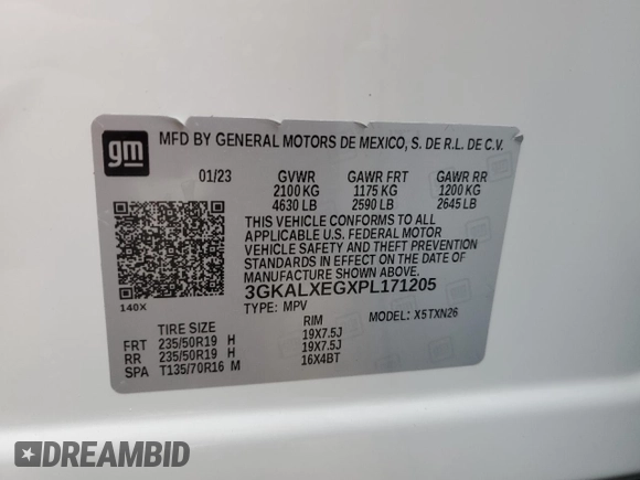 2023 GMC Terrain Denali z VIN 3GKALXEGXPL171205, wystawiony jako Copart lot #57771775 z przebiegiem 23 020 mil mil oraz Szkoda całkowita • Salvage title. Historia ofert i sprzedaży dostępna na DreamBid. Obrazek 13.