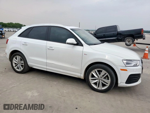 2018 Audi Q3 Premium with VIN WA1BCCFSXJR002727, listed as a Copart auction lot 56356255 with 45,092 mi miles and Salvage title. Bid and sale history available at DreamBid. Image 4.