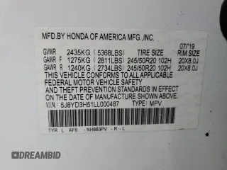 2020 Acura MDX Technology с VIN 5J8YD3H51LL000487, выставлен на аукционе Copart как лот 56923565 с пробегом 114 165 миль миль и Списание • Salvage title. История ставок и продаж доступна на DreamBid. Изображение 13.