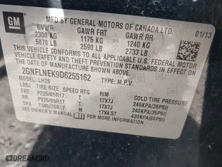 2013 Chevrolet Equinox LT with VIN 2GNFLNEK9D6255162, listed as a IAAI auction lot 41993387 with 129,016 mi miles. Bid and sale history available at carsss.com. Image 9.
