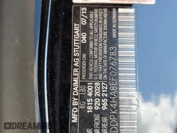 2014 Mercedes-Benz SLK 250 z VIN WDDPK4HA8EF076783, wystawiony jako Copart lot #61217085 z przebiegiem Nie podano mil oraz Szkoda całkowita • Salvage title. Historia ofert i sprzedaży dostępna na DreamBid. Obrazek 13.