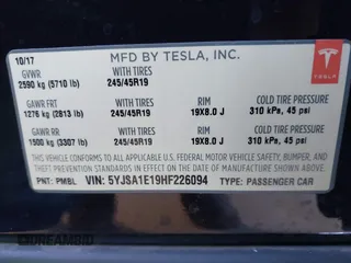 2017 Tesla Model S 60 with VIN 5YJSA1E19HF226094, listed as a IAAI auction lot 40931307 with 80,392 mi miles and . Bid and sale history available at DreamBid. Image 9.