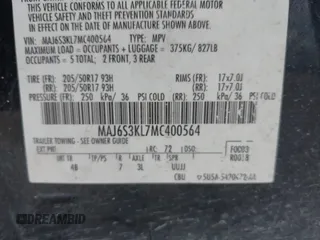 2021 Ford EcoSport Titanium z VIN MAJ6S3KL7MC400564, wystawiony jako IAAI lot #42050318 z przebiegiem 92 882 mil mil oraz . Historia ofert i sprzedaży dostępna na DreamBid. Obrazek 9.