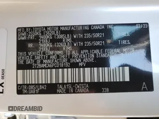 2023 Lexus RX with VIN 2T2BAMCA6PC018192, listed as a Copart auction lot 48638405 with 19,817 mi miles and Salvage Title. Bid and sale history available at carsss.com. Image 13.