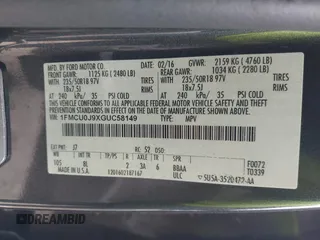 2016 Ford Escape Titanium with VIN 1FMCU0J9XGUC58149, listed as a IAAI auction lot 41739005 with 111,594 mi miles. Bid and sale history available at carsss.com. Image 9.