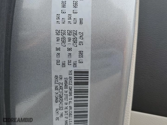 2019 Chrysler Pacifica Touring Plus with VIN 2C4RC1FG0KR541163, listed as a Copart auction lot 45921295 with 67,547 mi miles and Salvage Title. Bid and sale history available at carsss.com. Image 15.