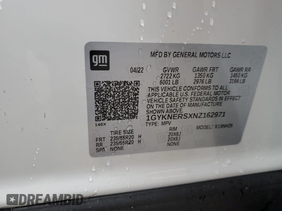 2022 Cadillac XT5 Premium Luxury AWD with VIN 1GYKNERSXNZ162971, listed as a Copart auction lot 88053015 with 0 mi miles and Salvage Title. Bid and sale history available at carsss.com. Image 13.